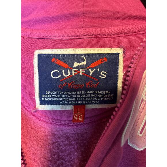 Cuffys Cape Cod MA  14-16 kids L Hoodie Sweatshirt Full Zip Jacket Pockets Pink - Picture 3 of 3